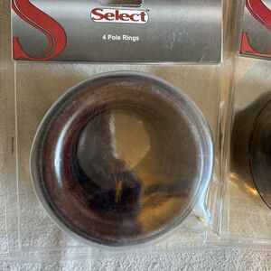 2NIP 4 pc SELECTWood Pole Rings Black Walnut  fits 2 1/4" Rod Drapery Ribbed NOS